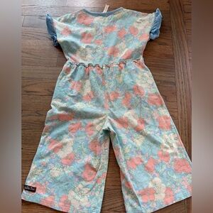 Matilda Jane Floral Jumpsuit Girls Size 6 Pastel Wide Leg Ruffle Waist